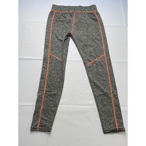 Silver Leg Gray Space Dye Leggings L/XL Orange Stitch Athletic Stretch Workout